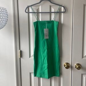 Zara Brand Fitted dress with straight neck and thin straps